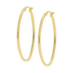 14K Sterling Silver Oval Hoop Earrings