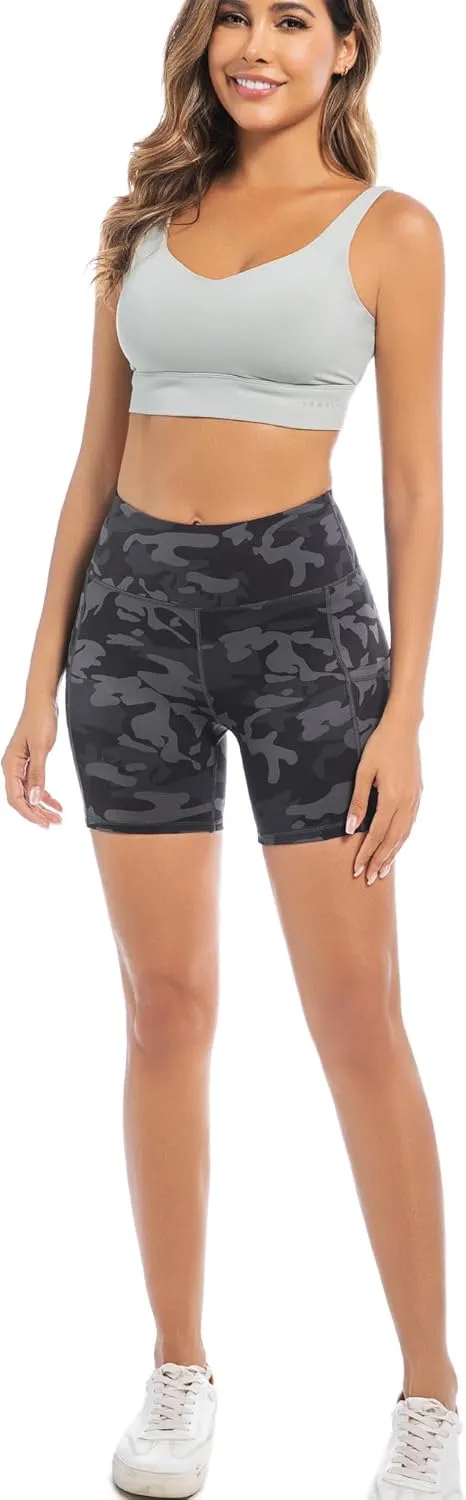 AHLW Buttery Soft Workout Biker Shorts for Women with Pockets High Waisted Elastic Comfortable Athletic Running Yoga Shorts