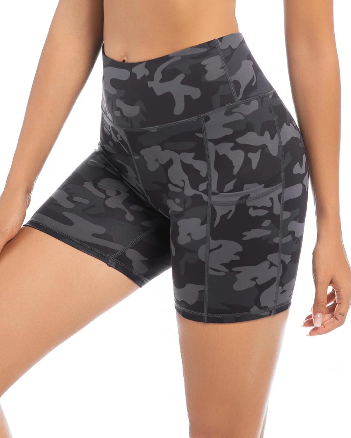 AHLW Buttery Soft Workout Biker Shorts for Women with Pockets High Waisted Elastic Comfortable Athletic Running Yoga Shorts