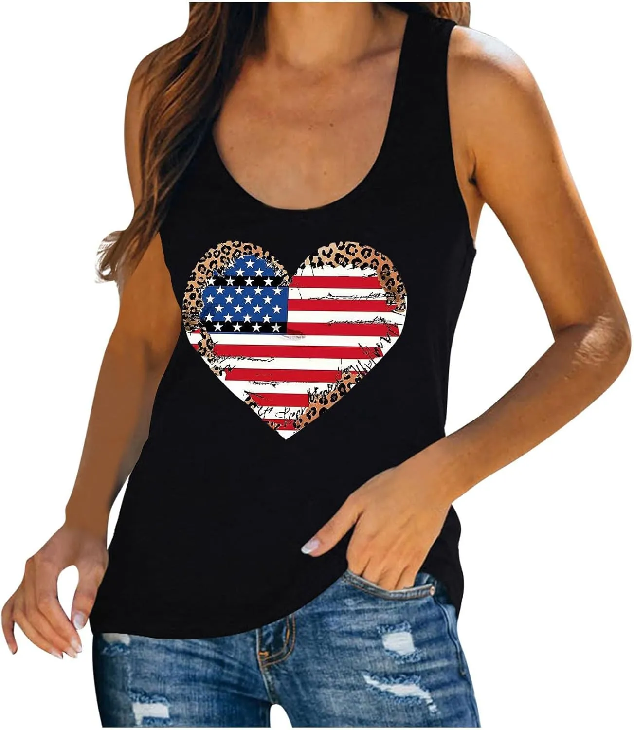 American Flag Tank for Womens Top 4th of July Independence Day Camisole USA Flag Patriotic Summer Sleeveless Shirt