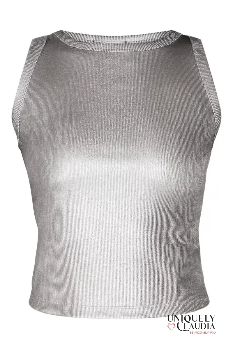 Arianell Metallic Crewneck Tank Top