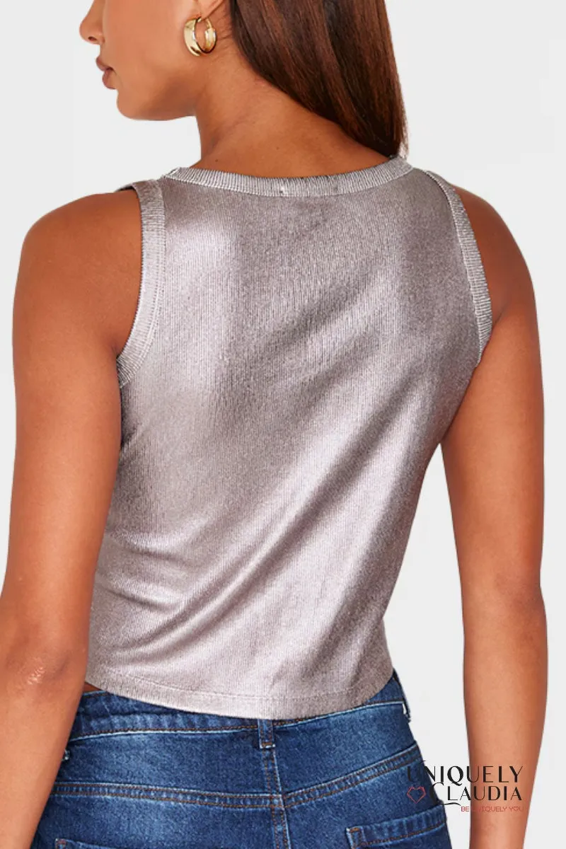 Arianell Metallic Crewneck Tank Top