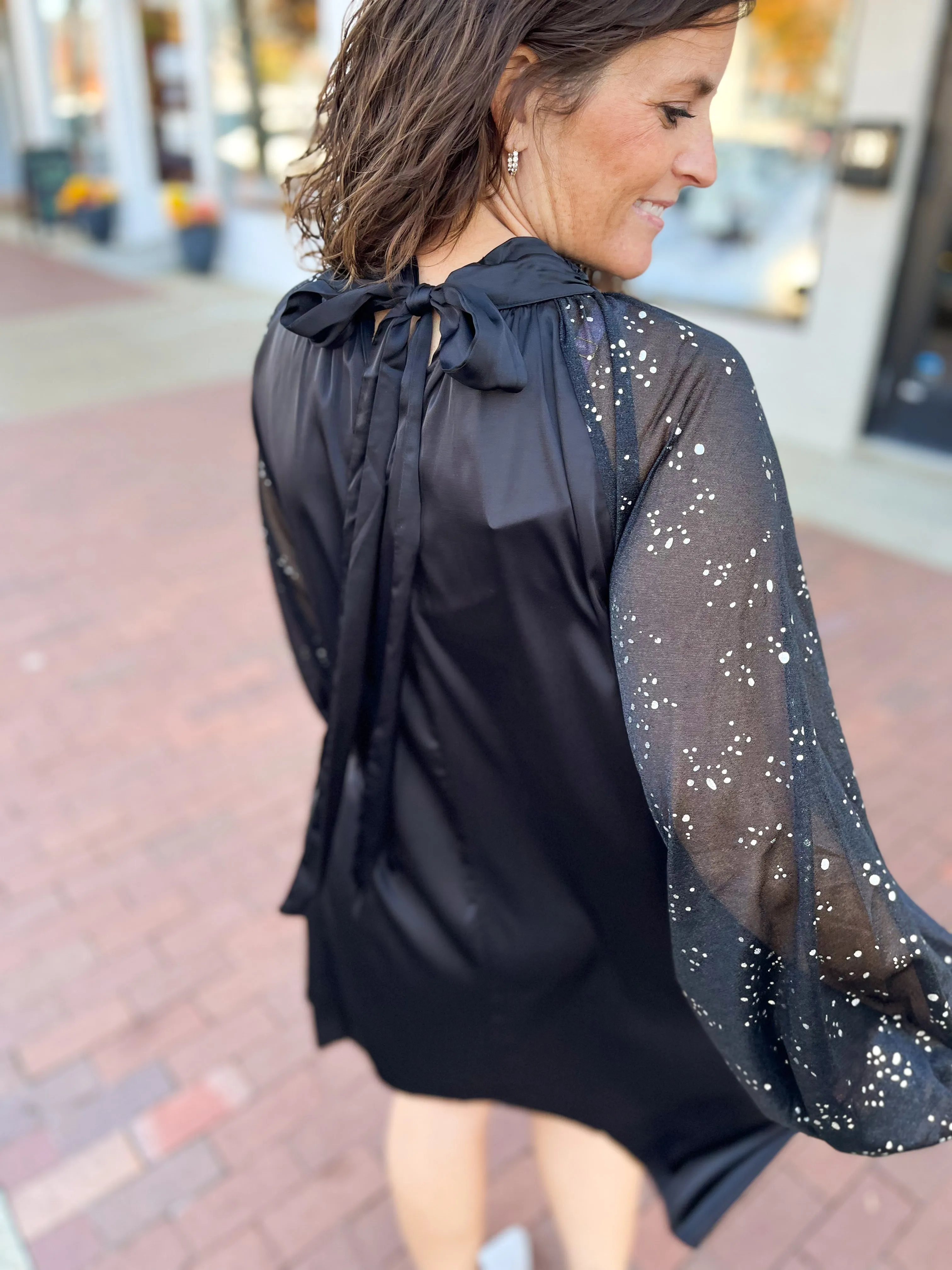 Black Mock Neck Mini Dress