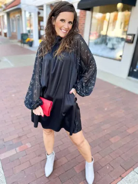 Black Mock Neck Mini Dress