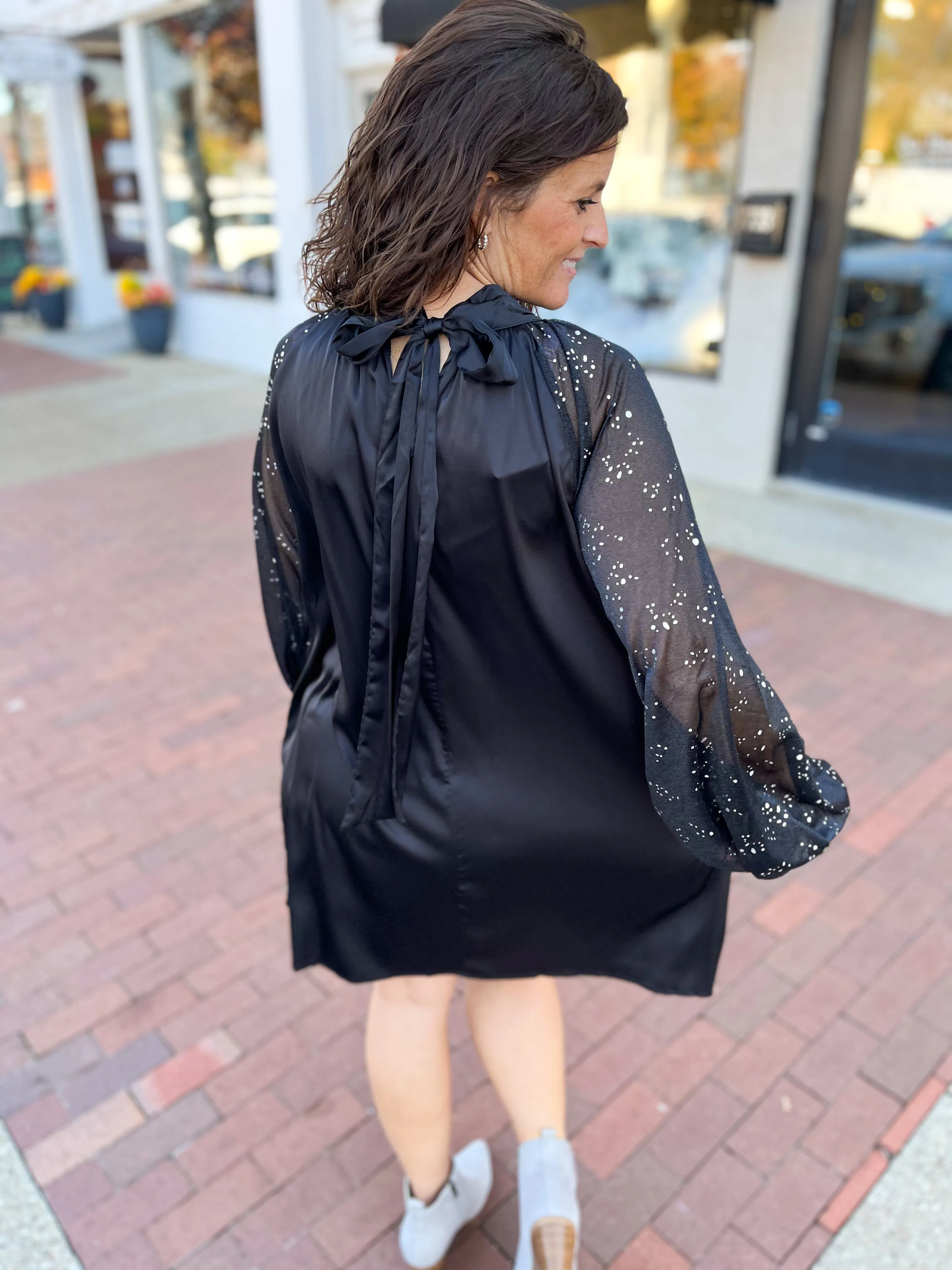 Black Mock Neck Mini Dress