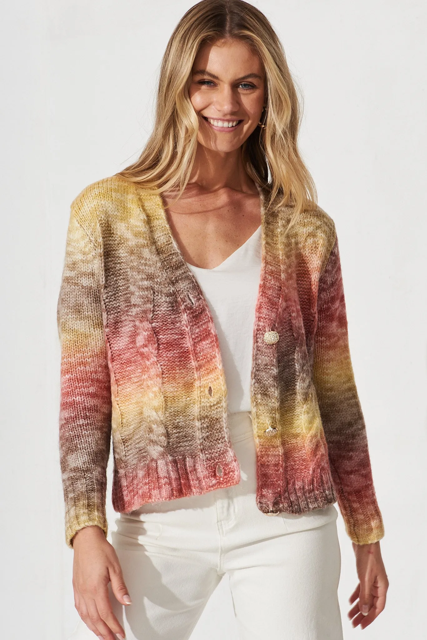 Bluestar Knit Cardigan In Rust Wool Blend