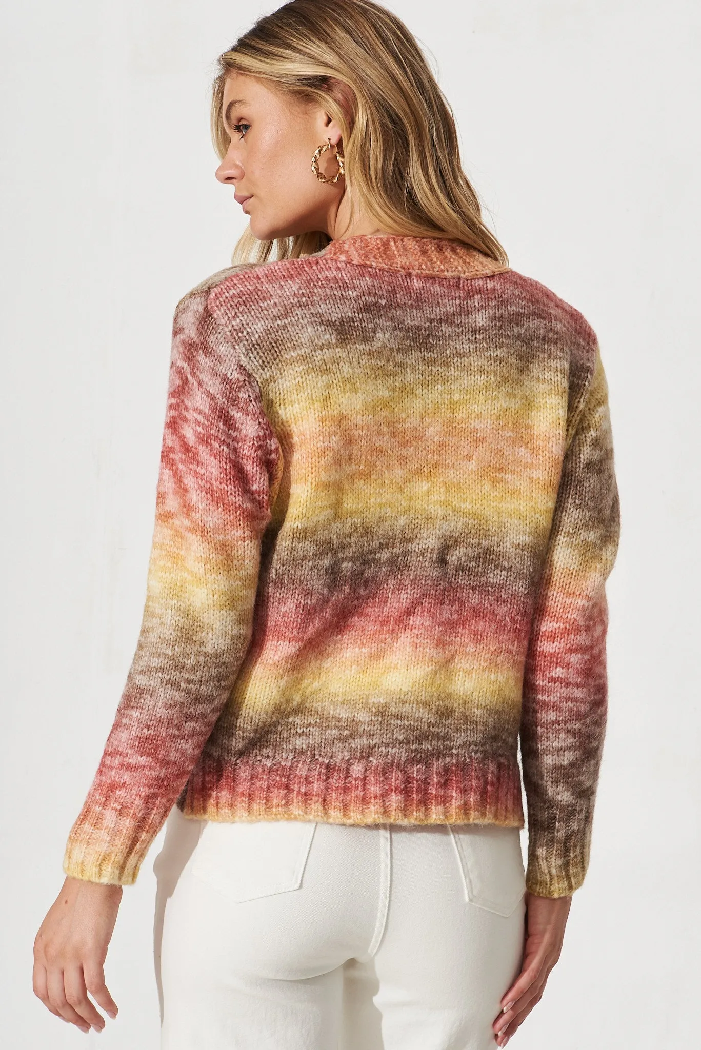 Bluestar Knit Cardigan In Rust Wool Blend