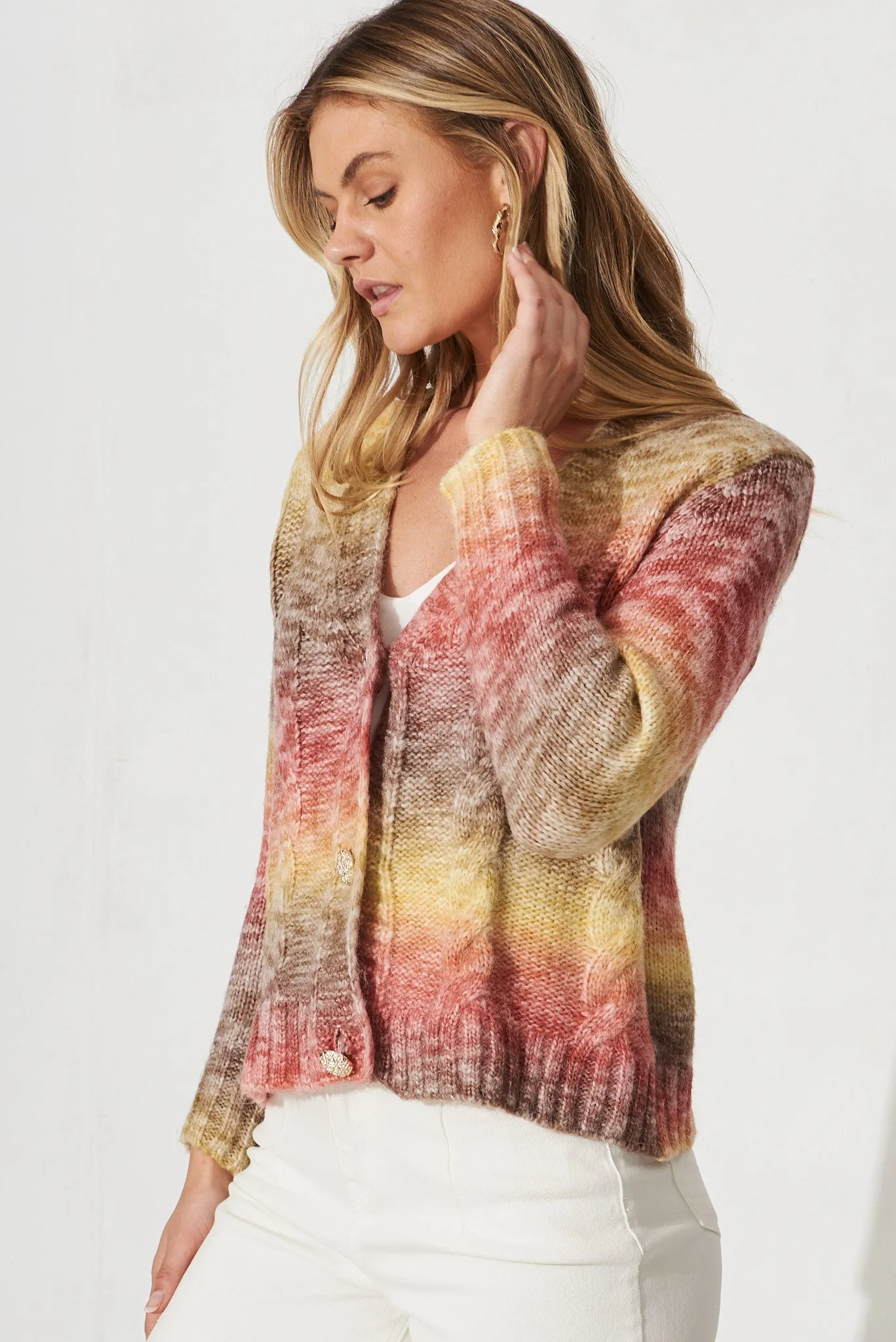 Bluestar Knit Cardigan In Rust Wool Blend