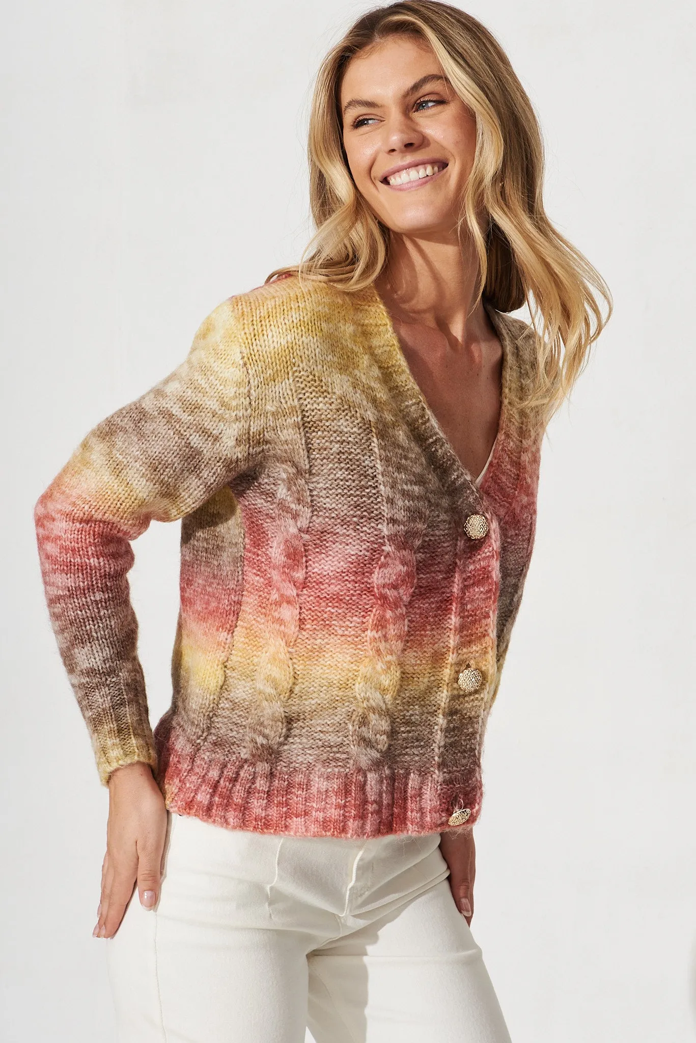 Bluestar Knit Cardigan In Rust Wool Blend