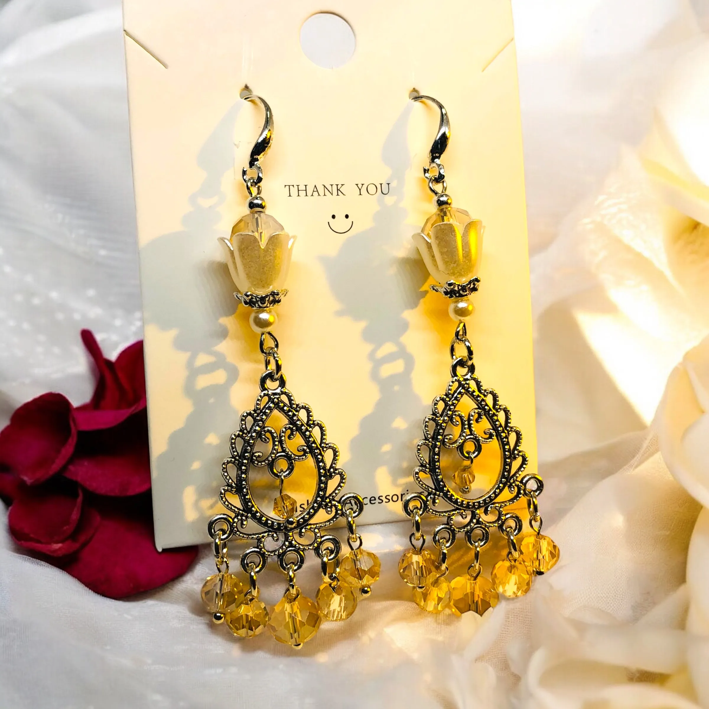Bohemian Antique Silver Chandelier Earrings