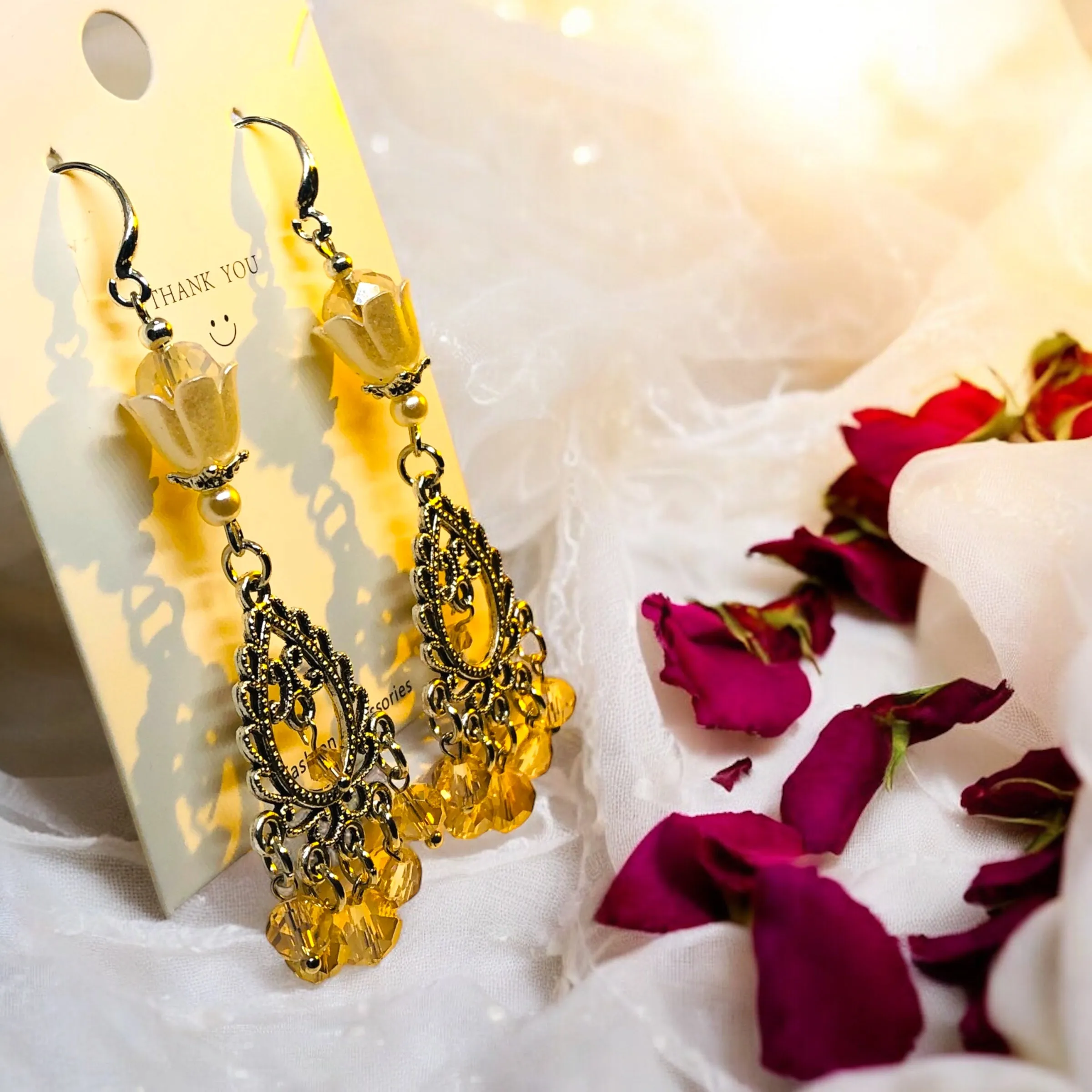 Bohemian Antique Silver Chandelier Earrings