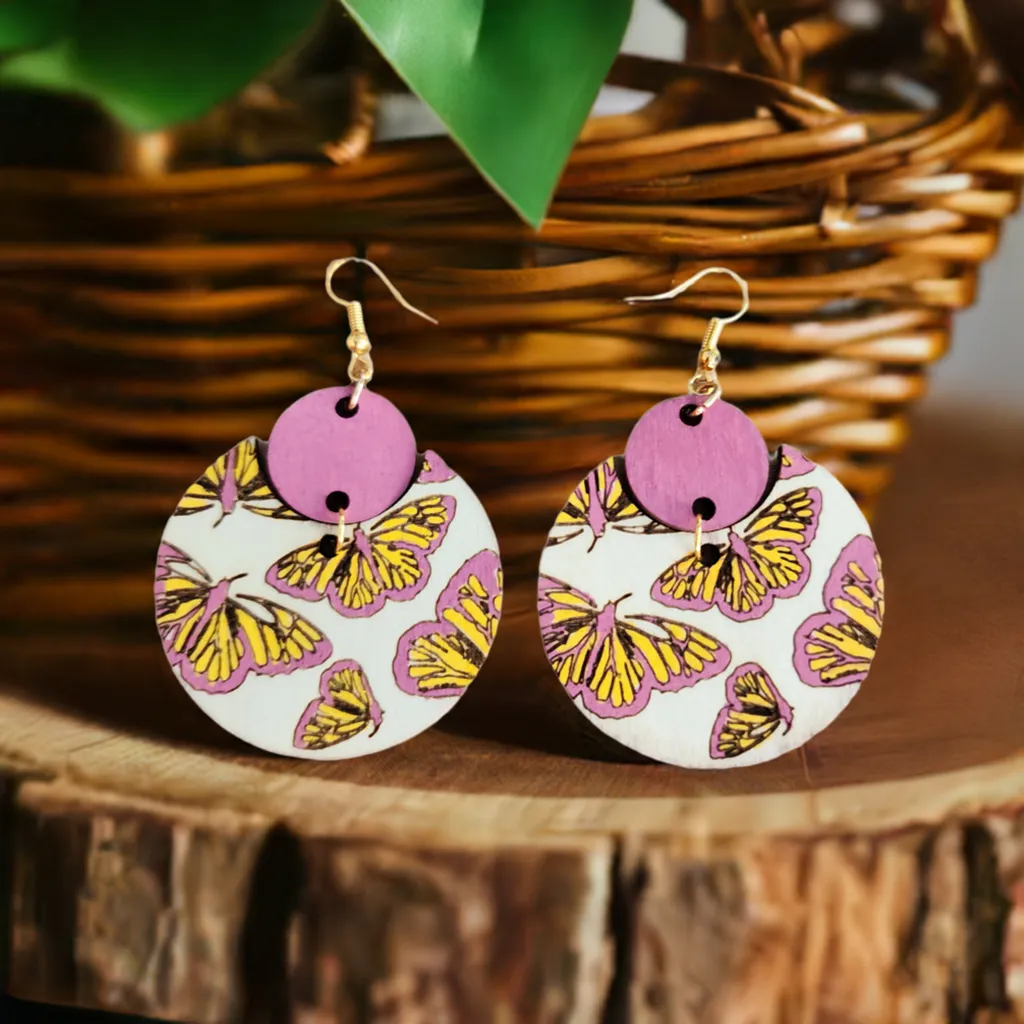 Boho Chic Butterfly Wooden Earrings