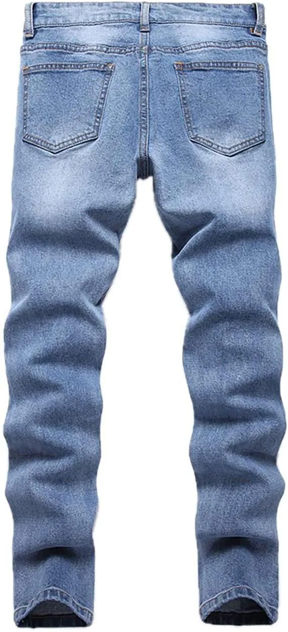 Boy's Jeans Pants Kids Ripped Skinny Jeans Casual Slim Fit Denim Jeans Trousers