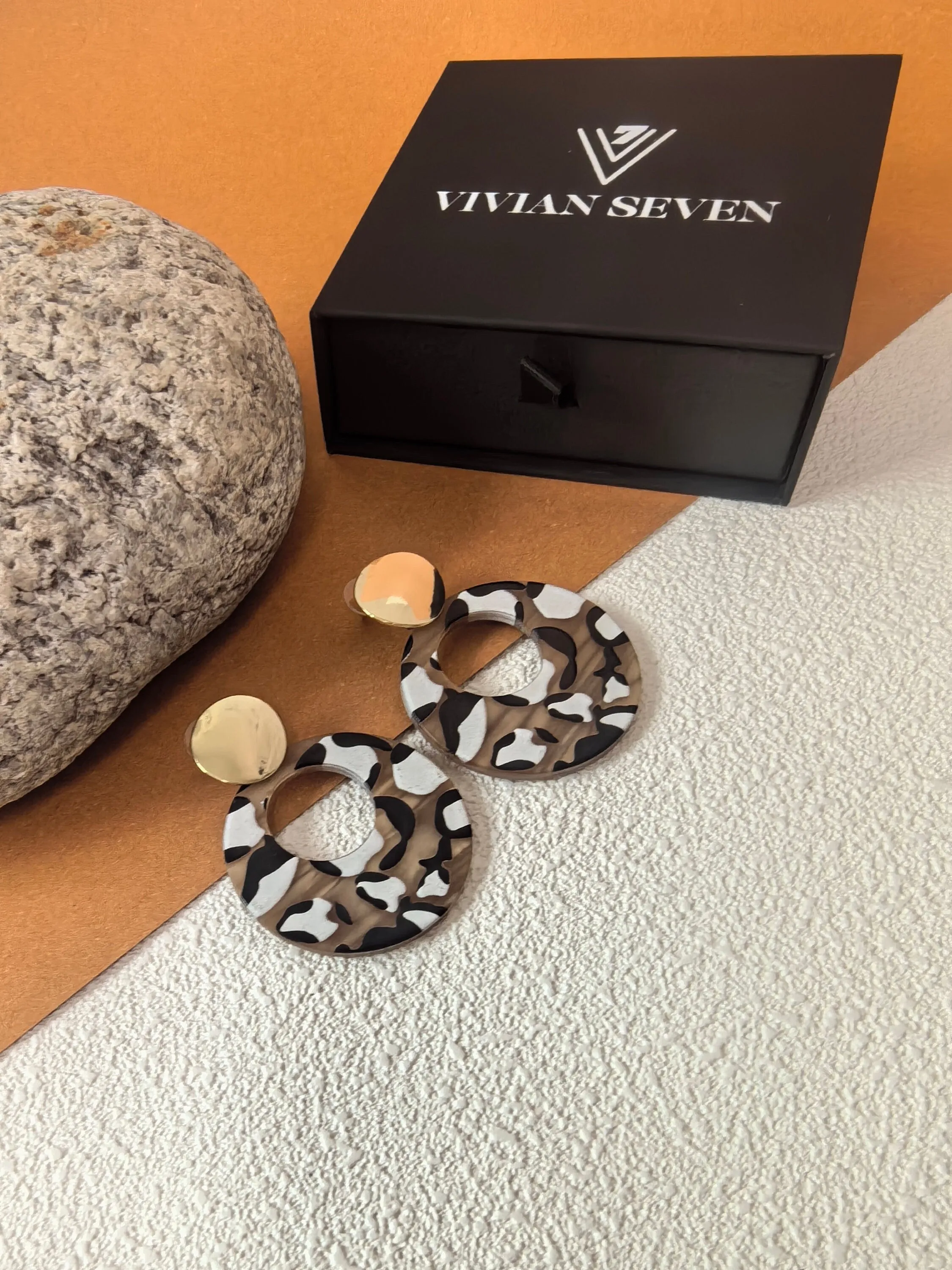 Chic Leopard Acrylic Disc Loop Drop Statement Earrings