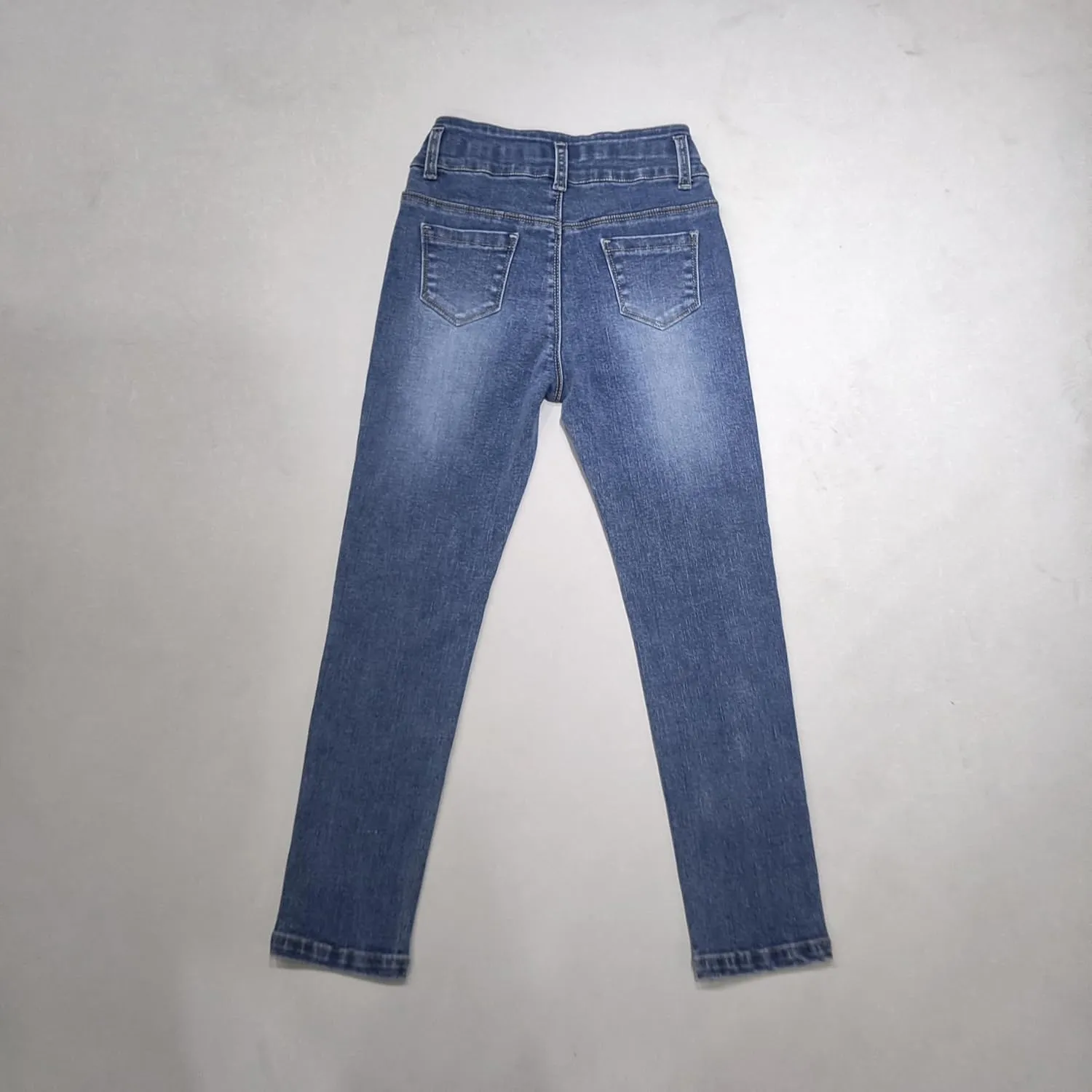 Children Jeans Long Pants Elastic Waist Denim Trousers Outwear Casual Jeans