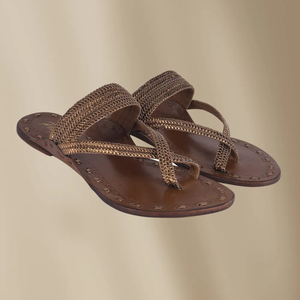 Copper Kolhapuri Flats for Women | Hand Crafted | Day Long Wear | Comfortable