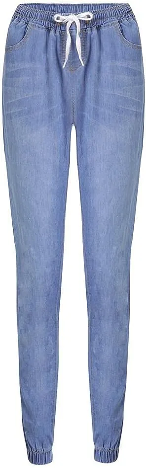 Denim Autumn Loose Cropped Elastic Women Jeans Drawstring Casual Plus Plus Women's Jeans Woman Jeans Tall