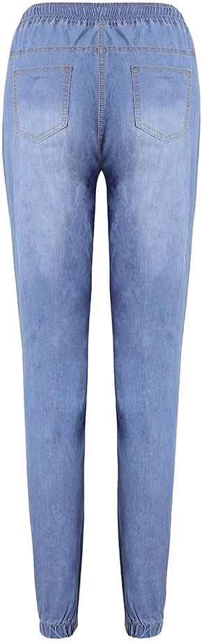 Denim Autumn Loose Cropped Elastic Women Jeans Drawstring Casual Plus Plus Women's Jeans Woman Jeans Tall