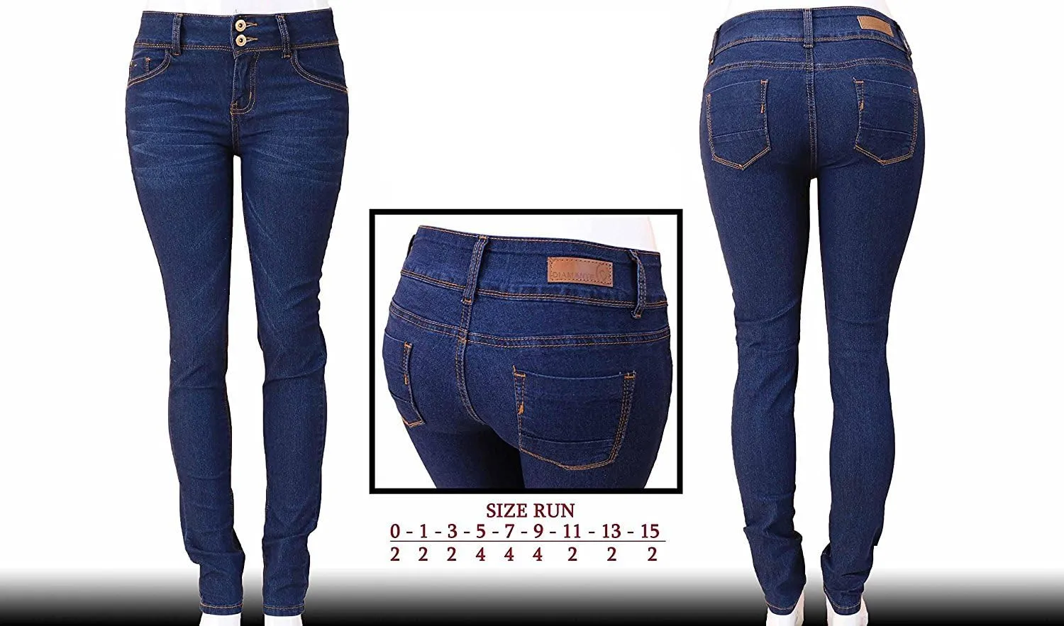 Diamante Women's Skinny Jeans Casual Stretch HIGH Waist Denim Jeans Pants