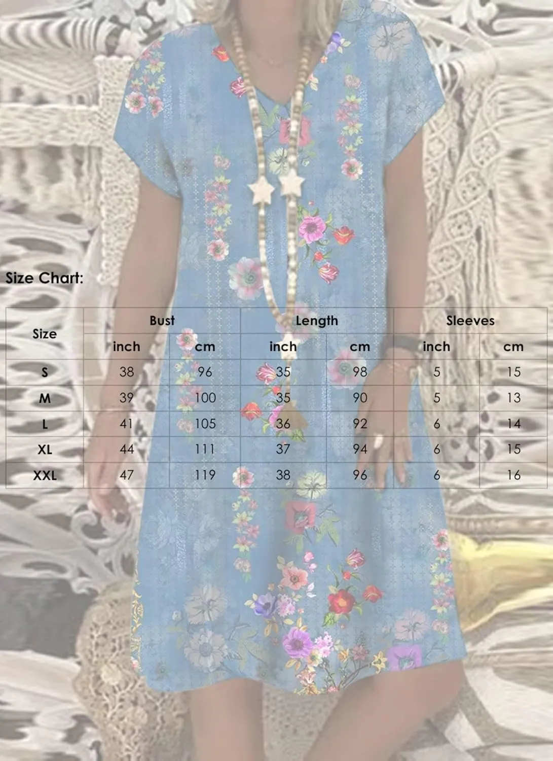 Flowy Mini Beach Summer Dresses for Women Stylish Blue Floral Print V-Neck Short Sleeve Shift 2025 Dress