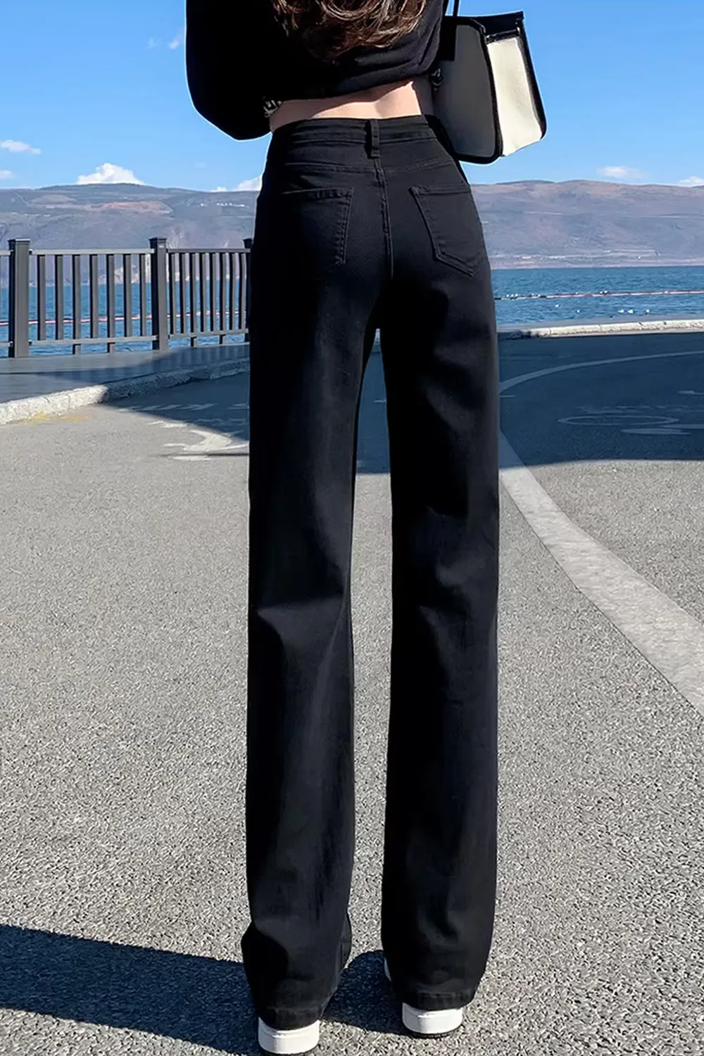 Flytonn-cute winter outfits casual winter outfits christmas outfit party look inspos High Waist Casual Black Jeans Pants