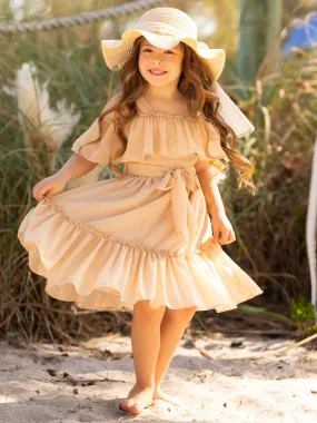 Golden Sands Ruffle Tie-Waist Sundress