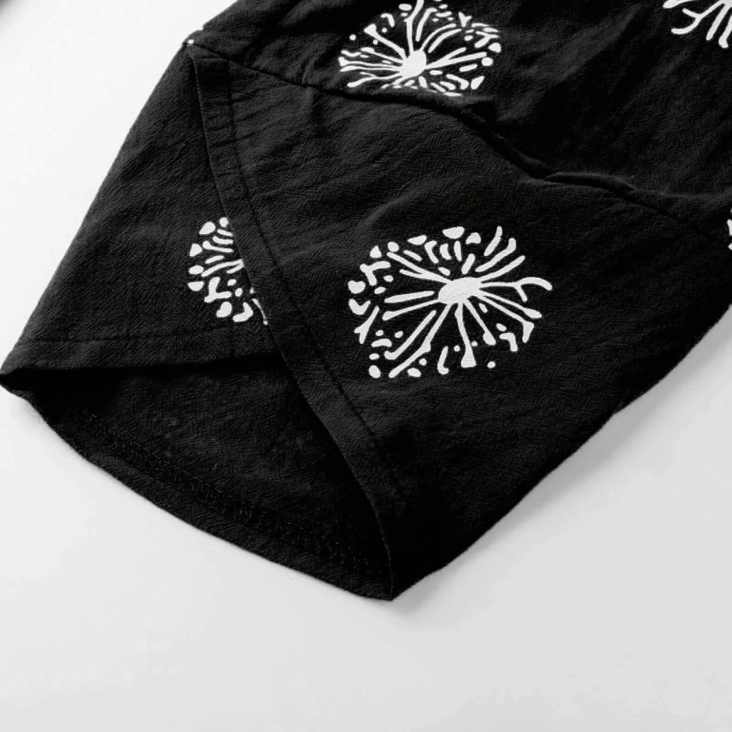 Guteidee Cotton Linen Casual Summer Capri Pants Printed Cropped Comfy Baggy Trousers with Pockets Palazzo Lounge Pants