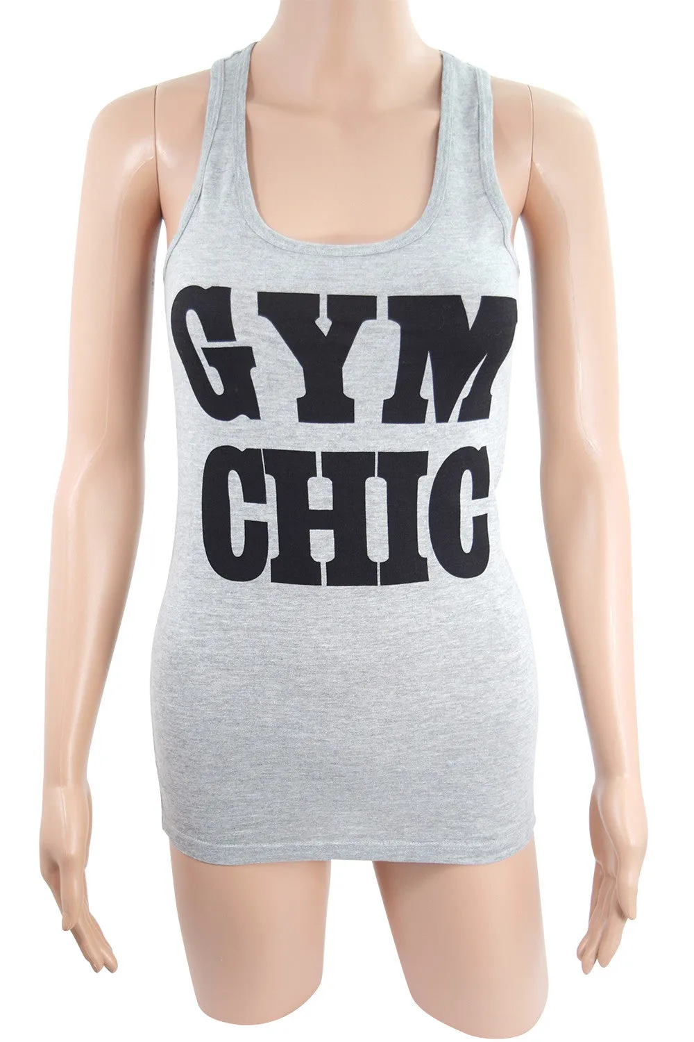 Gym Gal - Gym Chic Gray Racer Back Tank Top