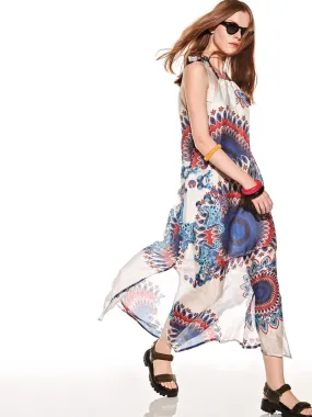 Hand-Printed Pure Silk Maxi Sundress