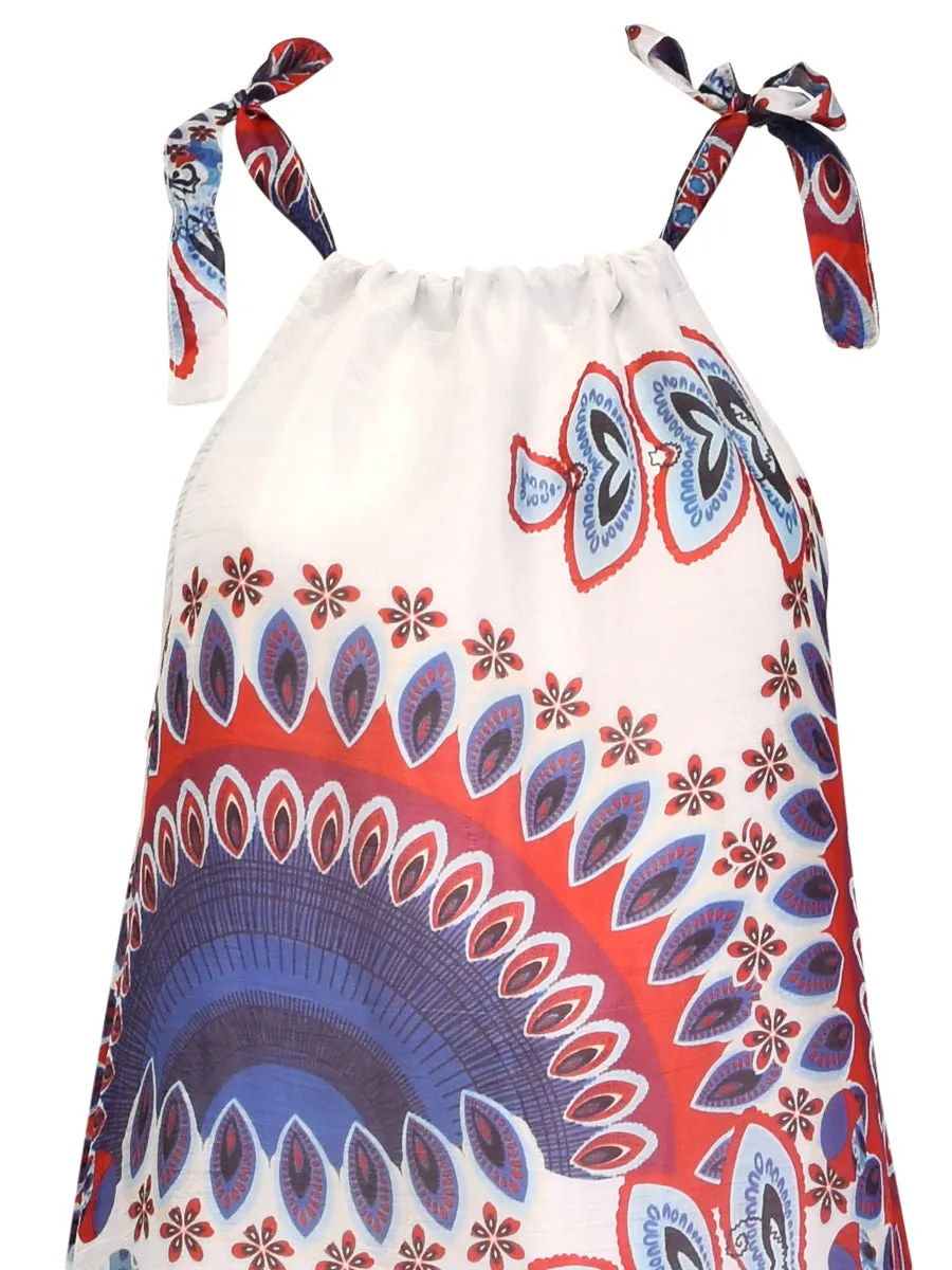 Hand-Printed Pure Silk Maxi Sundress