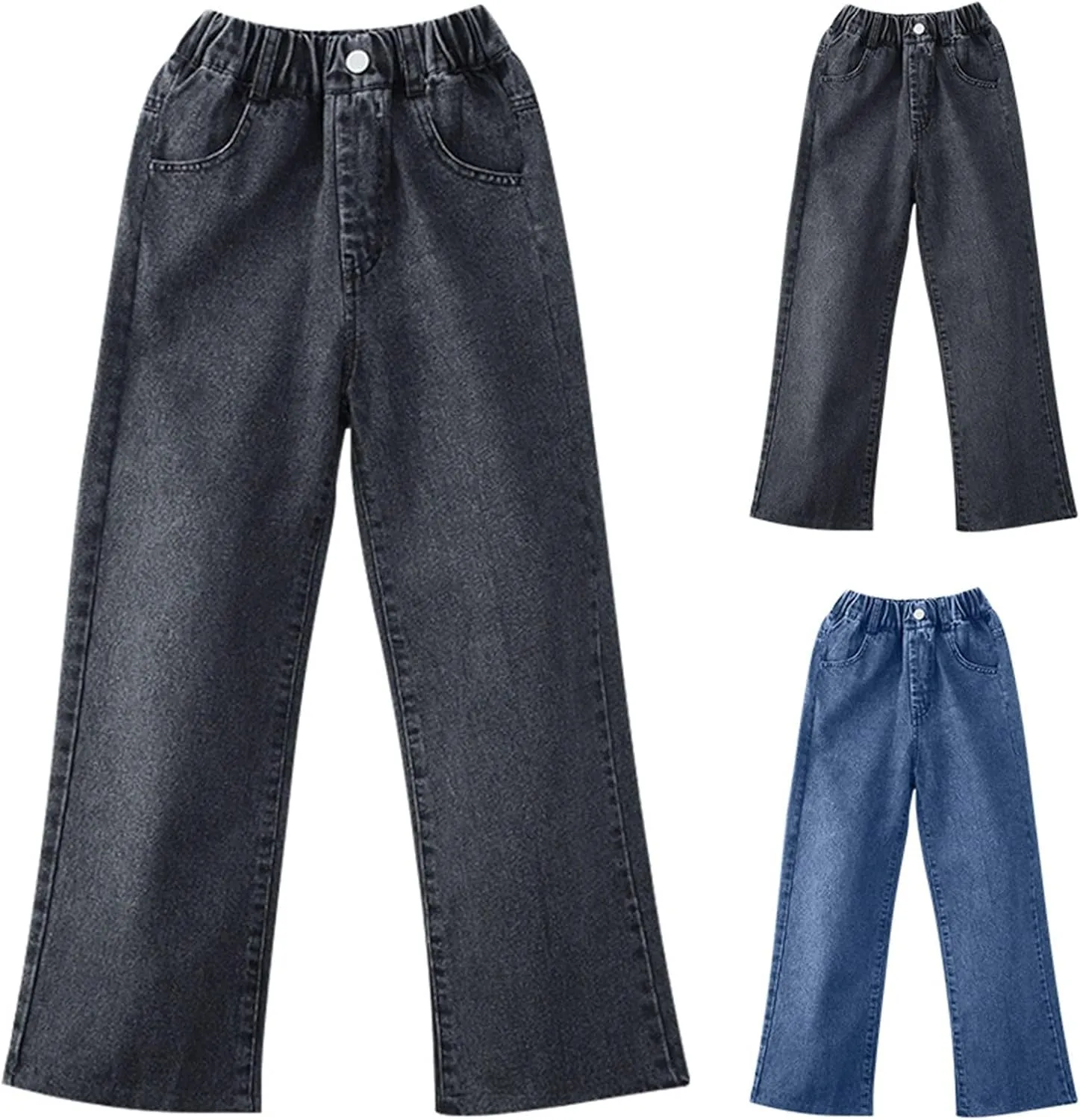 Kids Girls Baggy Jeans Casual Wide Leg High Waist Denim Pants Casual Denim Jeans Straight Leg Jeans for Baby Girl