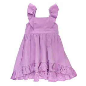 Lilac Linen Ruffle Dress