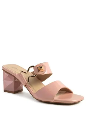 London Rag Hookup Geometric Cut Block Heel Slides