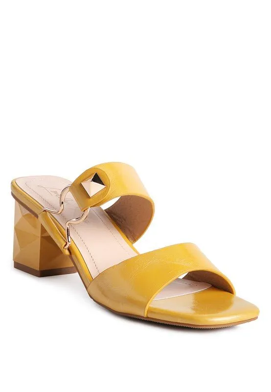 London Rag Hookup Geometric Cut Block Heel Slides
