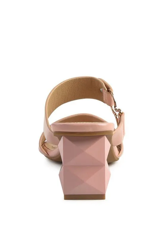 London Rag Hookup Geometric Cut Block Heel Slides