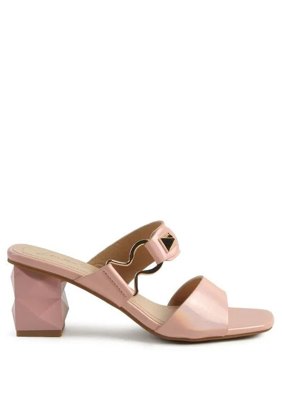 London Rag Hookup Geometric Cut Block Heel Slides