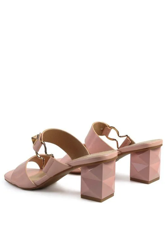 London Rag Hookup Geometric Cut Block Heel Slides