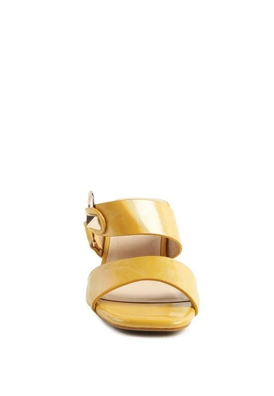 London Rag Hookup Geometric Cut Block Heel Slides