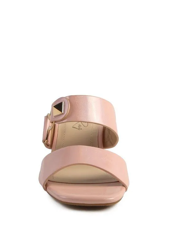 London Rag Hookup Geometric Cut Block Heel Slides