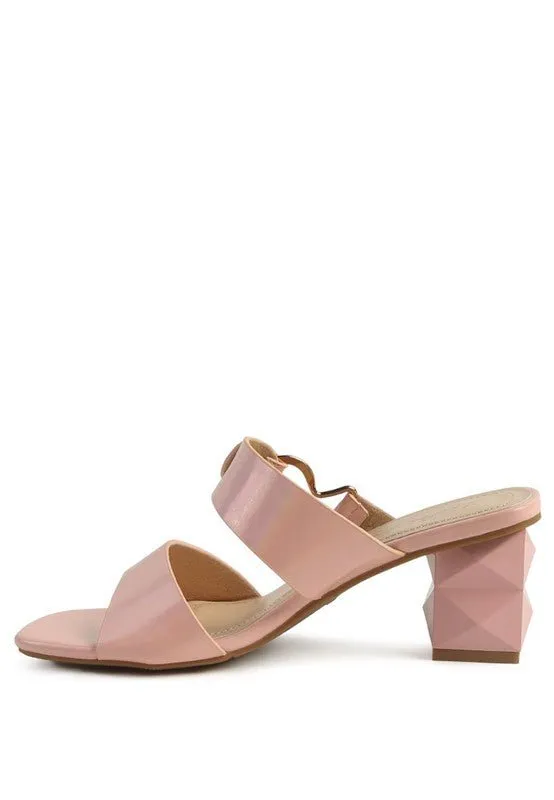 London Rag Hookup Geometric Cut Block Heel Slides