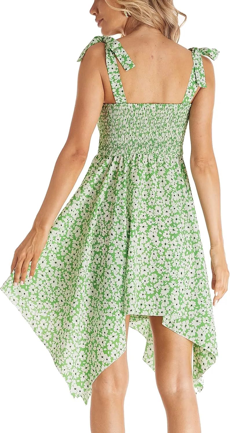 Maternity Summer Sleeveless Floral Maternity Dress, Square Neck Flowy Irregular Hem Baby Shower Dress