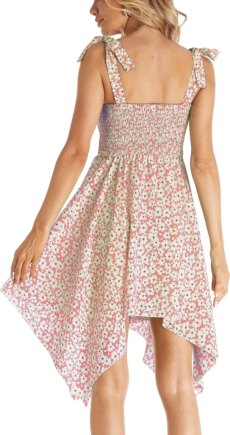 Maternity Summer Sleeveless Floral Maternity Dress, Square Neck Flowy Irregular Hem Baby Shower Dress