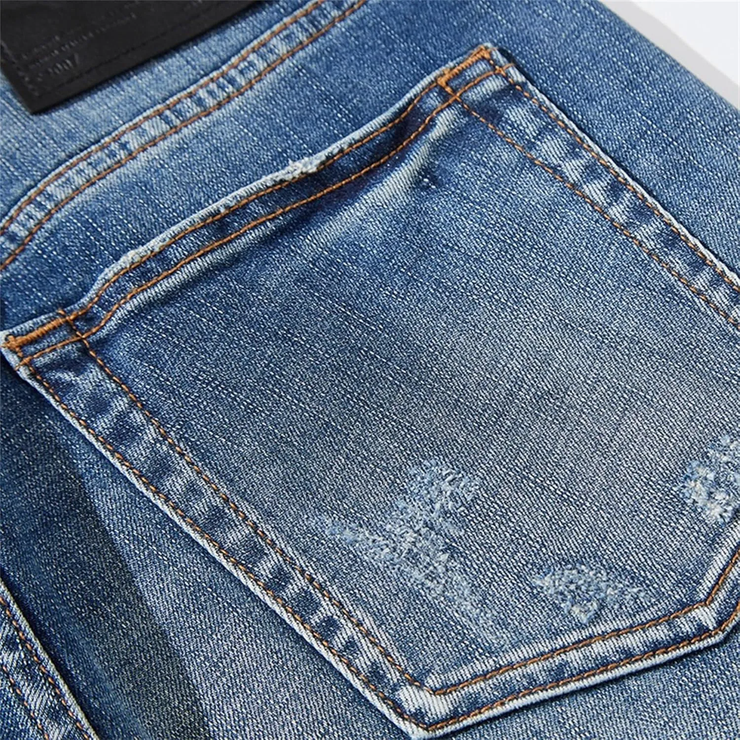 Men's Fashion Ripped Casual Denim Pants Streetwear Loose Fit Biker Jeans Regular Fit Distressed Jeans
