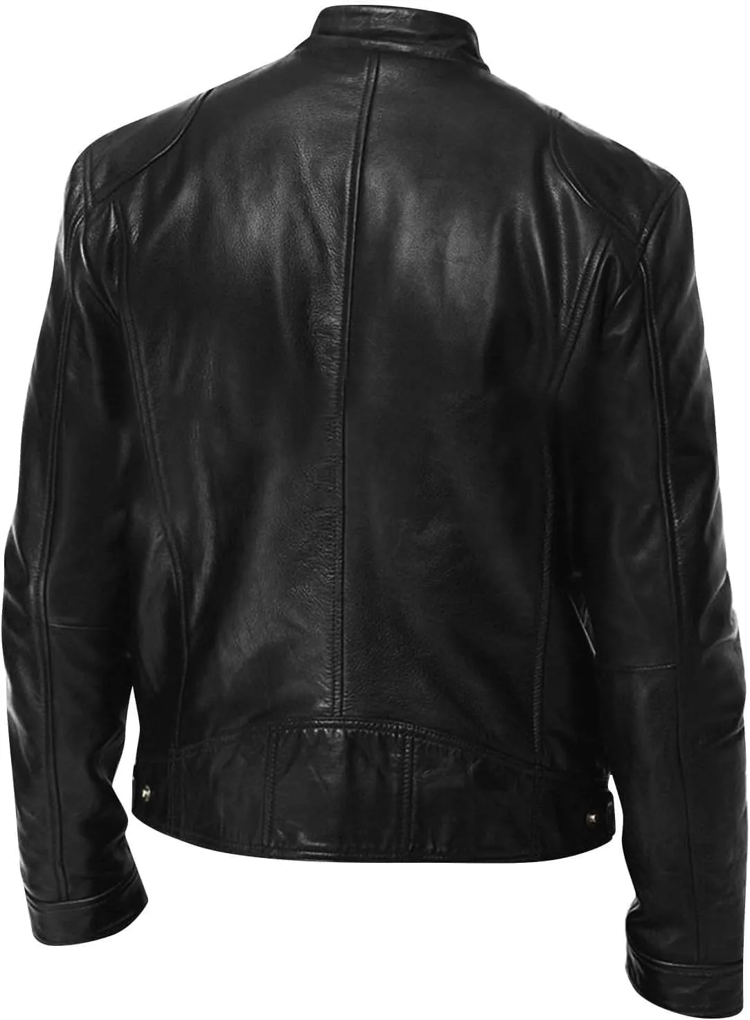 Mens Lightweight Motorcycle Bomber Biker Leather Jackets Stylish Outerwear Zipper Jacket Coat Pockets