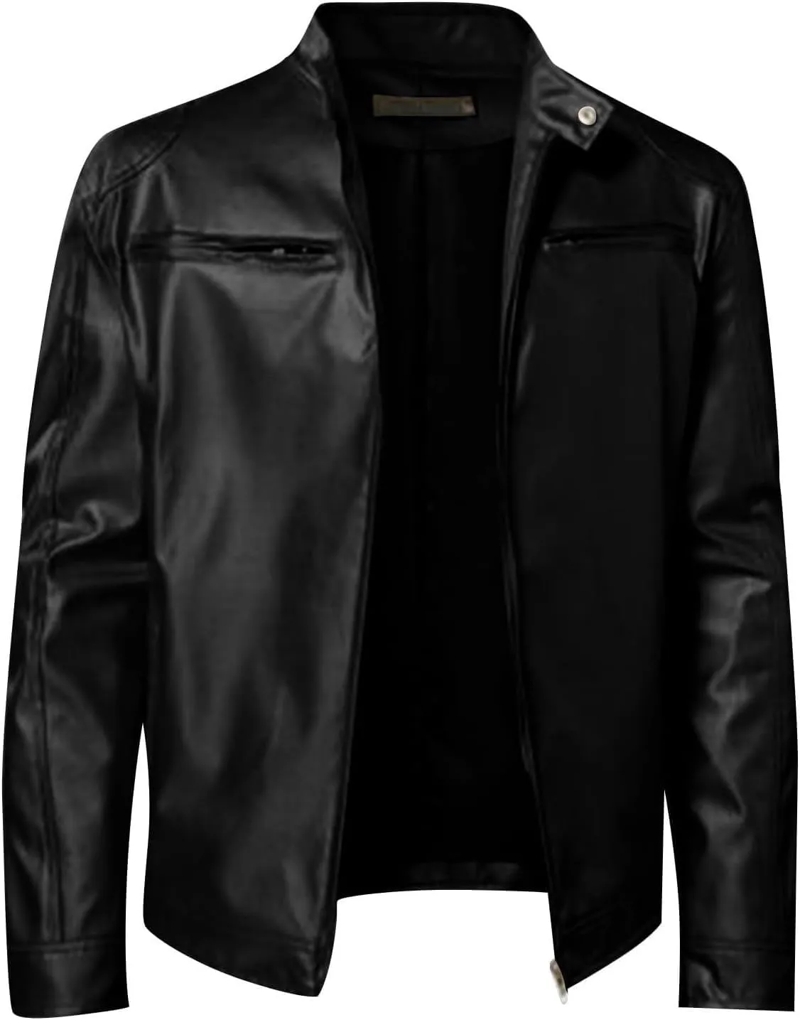 Mens Lightweight Motorcycle Bomber Biker Leather Jackets Stylish Outerwear Zipper Jacket Coat Pockets