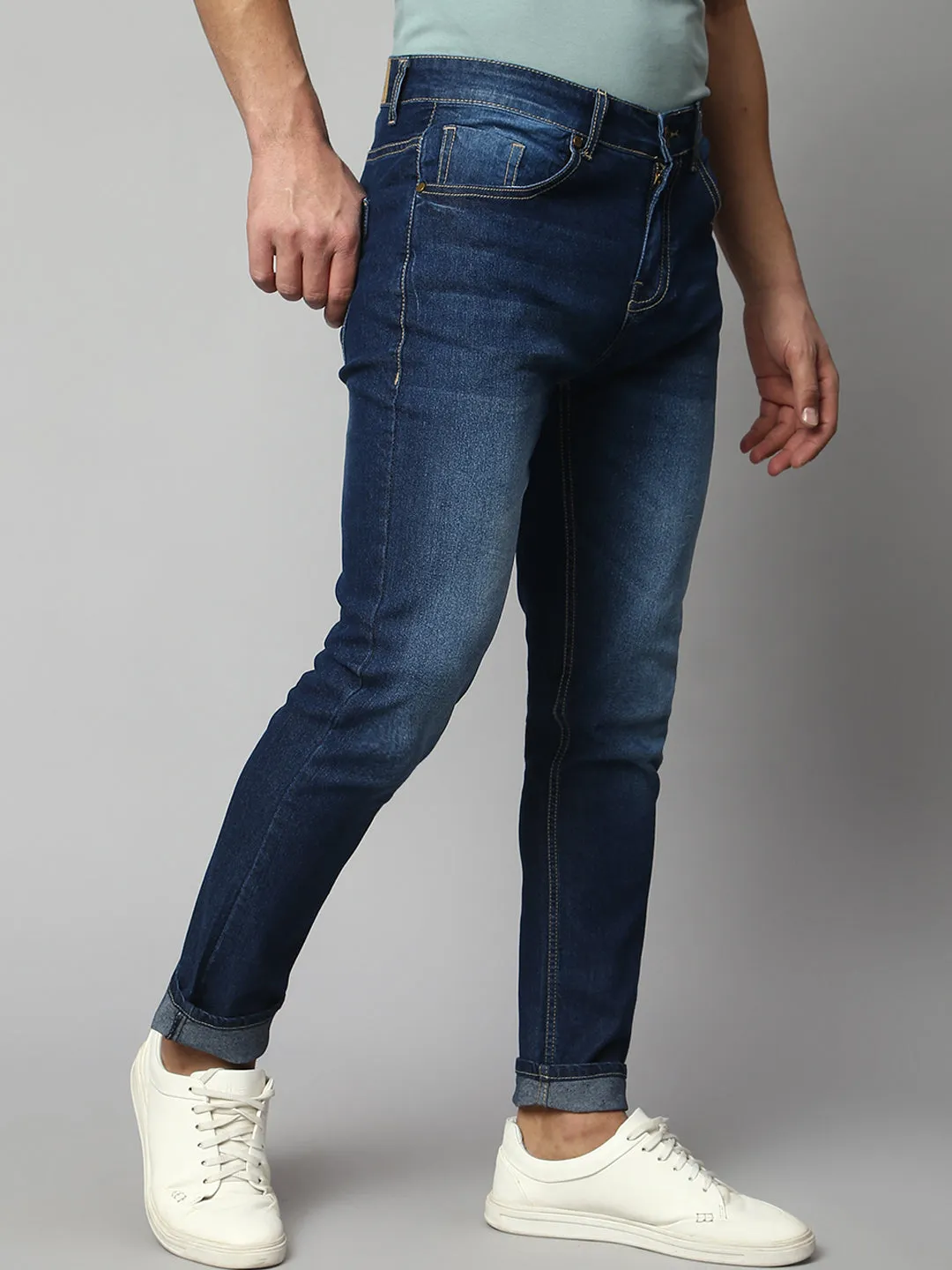Men's Slim Fit Stretchable Mid Washed Denim Jeans