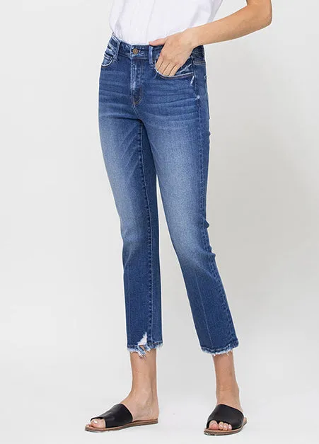 Mid Rise Slim Crop Straight Jreans