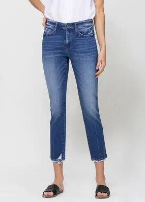 Mid Rise Slim Crop Straight Jreans