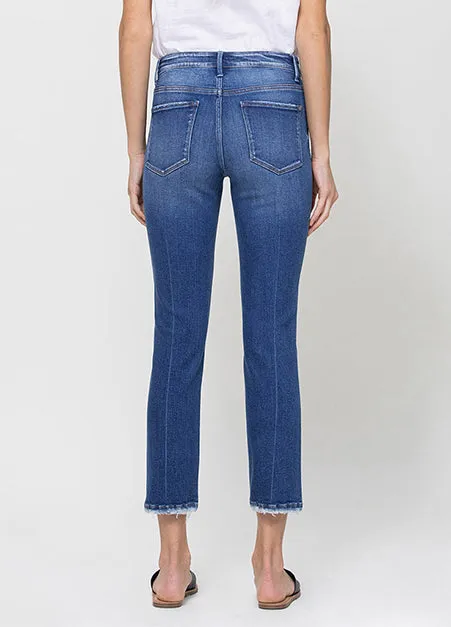 Mid Rise Slim Crop Straight Jreans