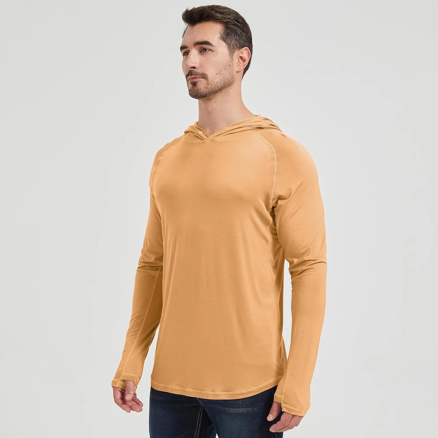 netdraw Men's Ultra-Soft Bamboo Viscose Hoodie Shirt UPF 50  Sun Protection Long Sleeve Lightweight UV Shirt